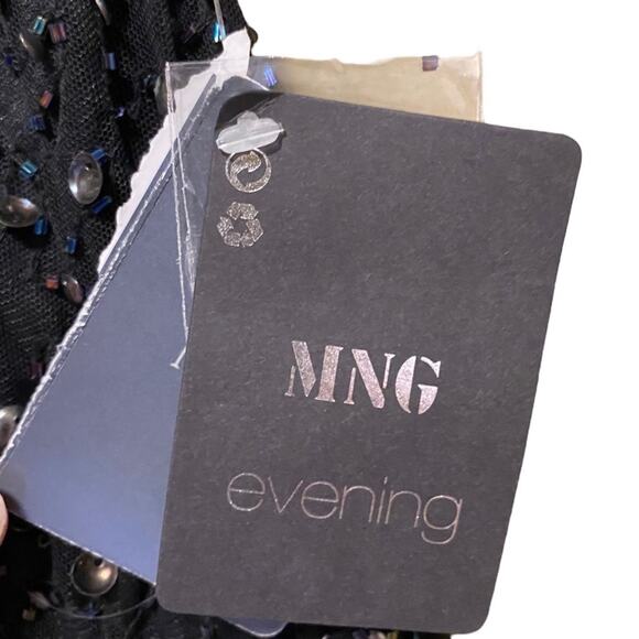 New MNG From Mango Dress Women’s Size 6 Asymmetrical Black Glitzy Evening Gown - Picture 8 of 16